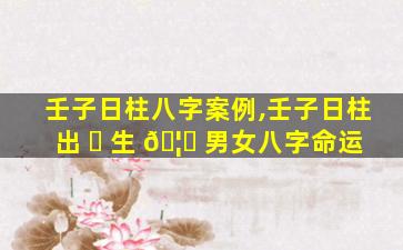 壬子日柱八字案例,壬子日柱出 ☘ 生 🦊 男女八字命运